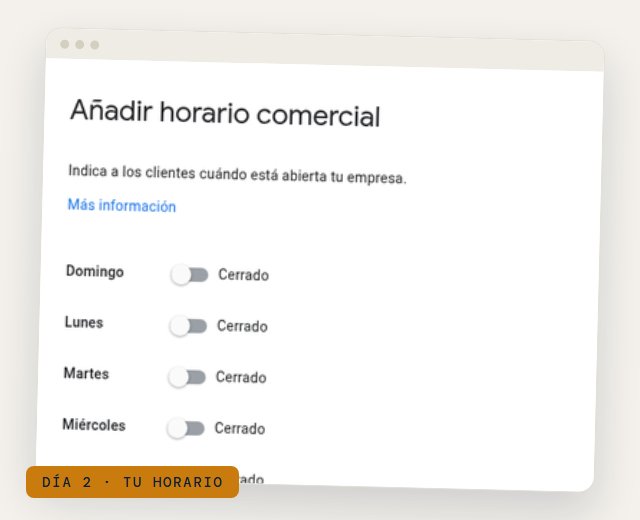 Pantalla real de Google: añadir horario comercial