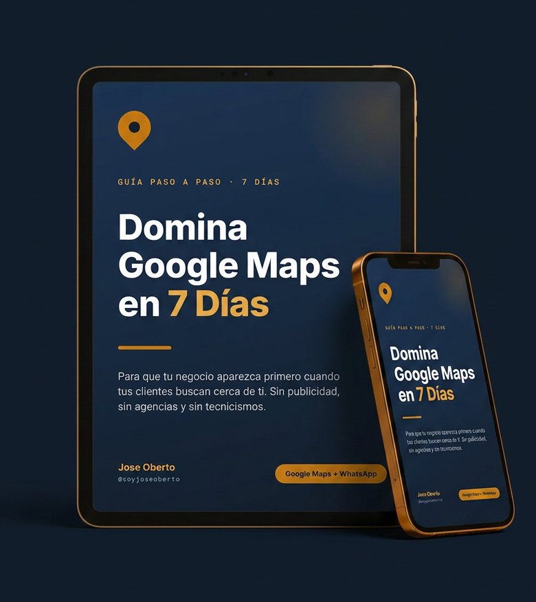 La guía Domina Google Maps en 7 Días mostrada en una tablet y un celular